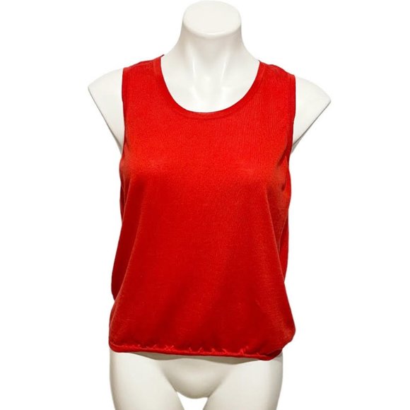TSE Made in Italy Large Red/Orange Crewneck Sleeveless Top - Picture 2 of 7